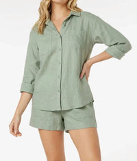 Mododoc - Roll-up Sleeve Flowy Shirt