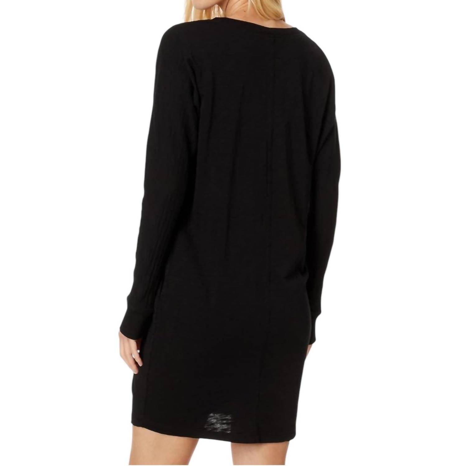 Mododoc - V - neck Dolman Dress - black - clothing - cotton