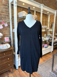Mododoc - V - neck Dolman Dress - black - clothing - cotton
