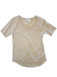 Mododoc - Women's Short Sleeve Open V - neck Boxy Tee - clothing - cotton - grey