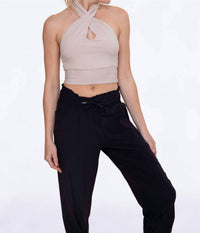 Mono B - Micro Rib Keyhole Halter Top