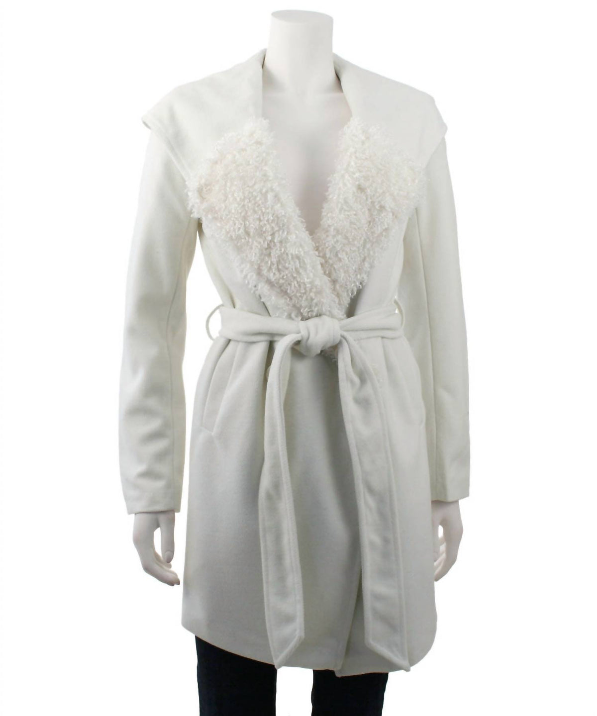 Monoreno - Hooded Shawl Collar Wrap Coat