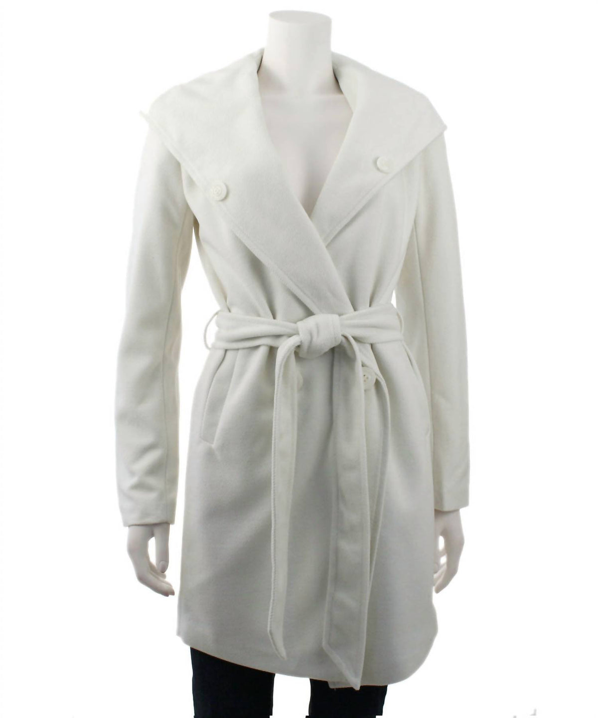 Monoreno - Hooded Shawl Collar Wrap Coat