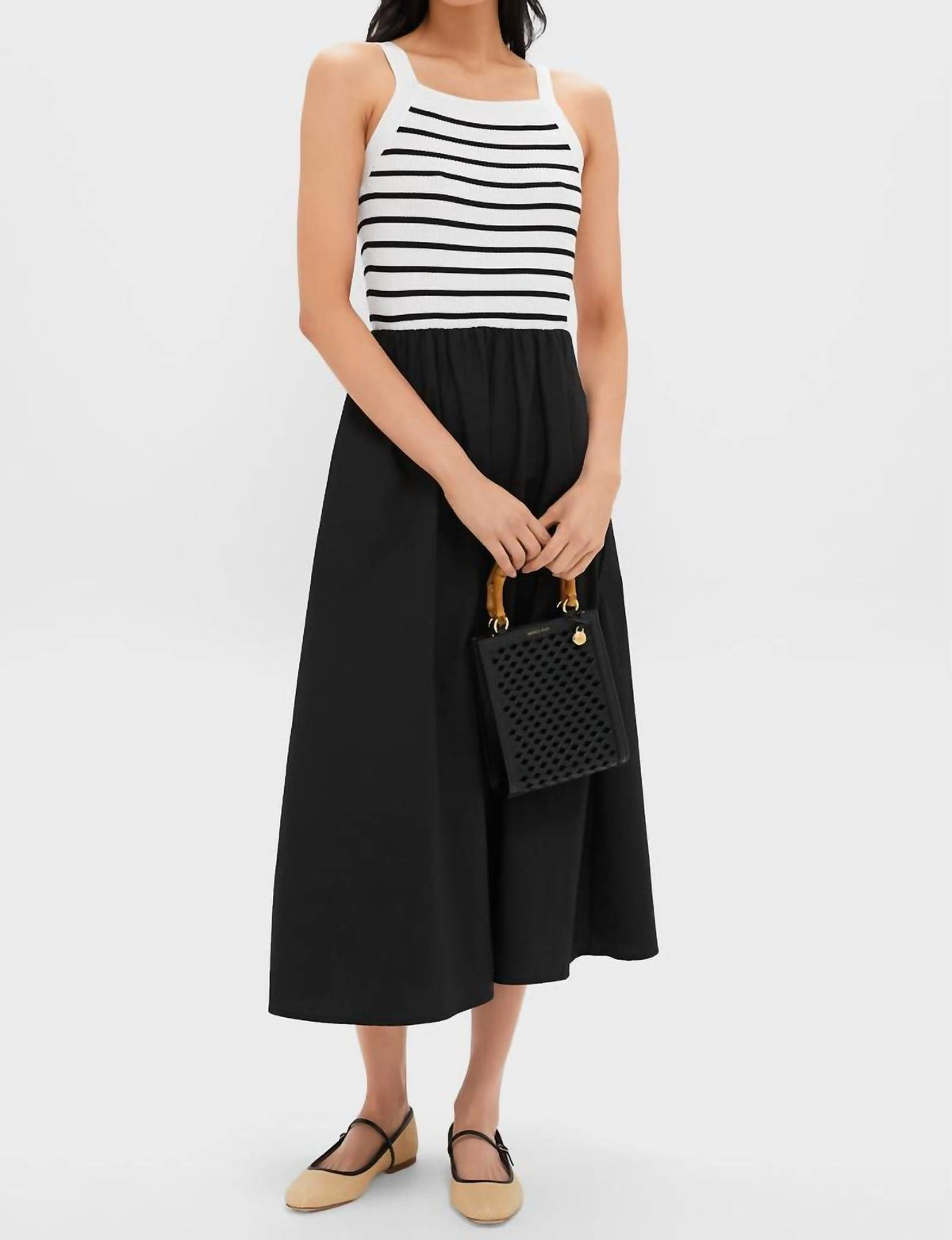 Moon River - Black Striped Midi Dress