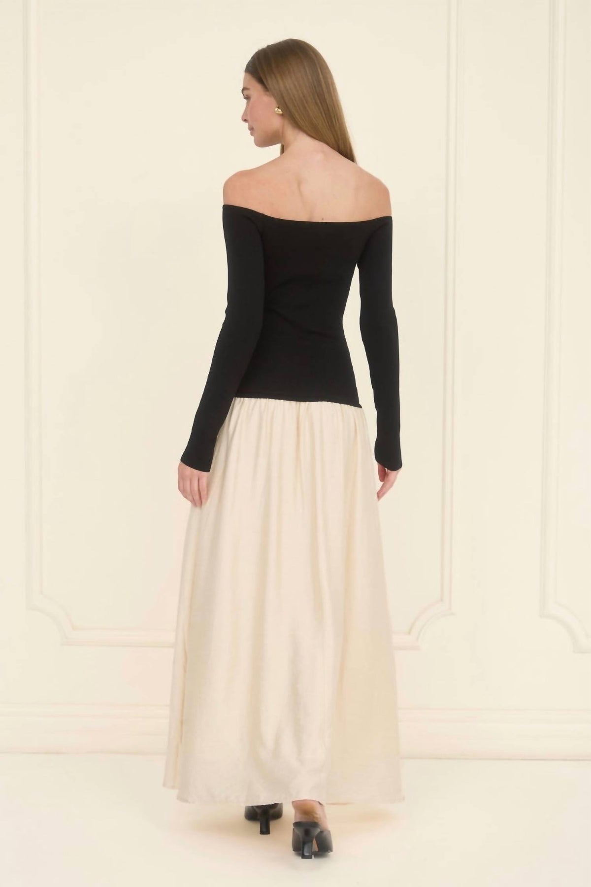 Moon River - Off-shoulder Sweater Midi Dress