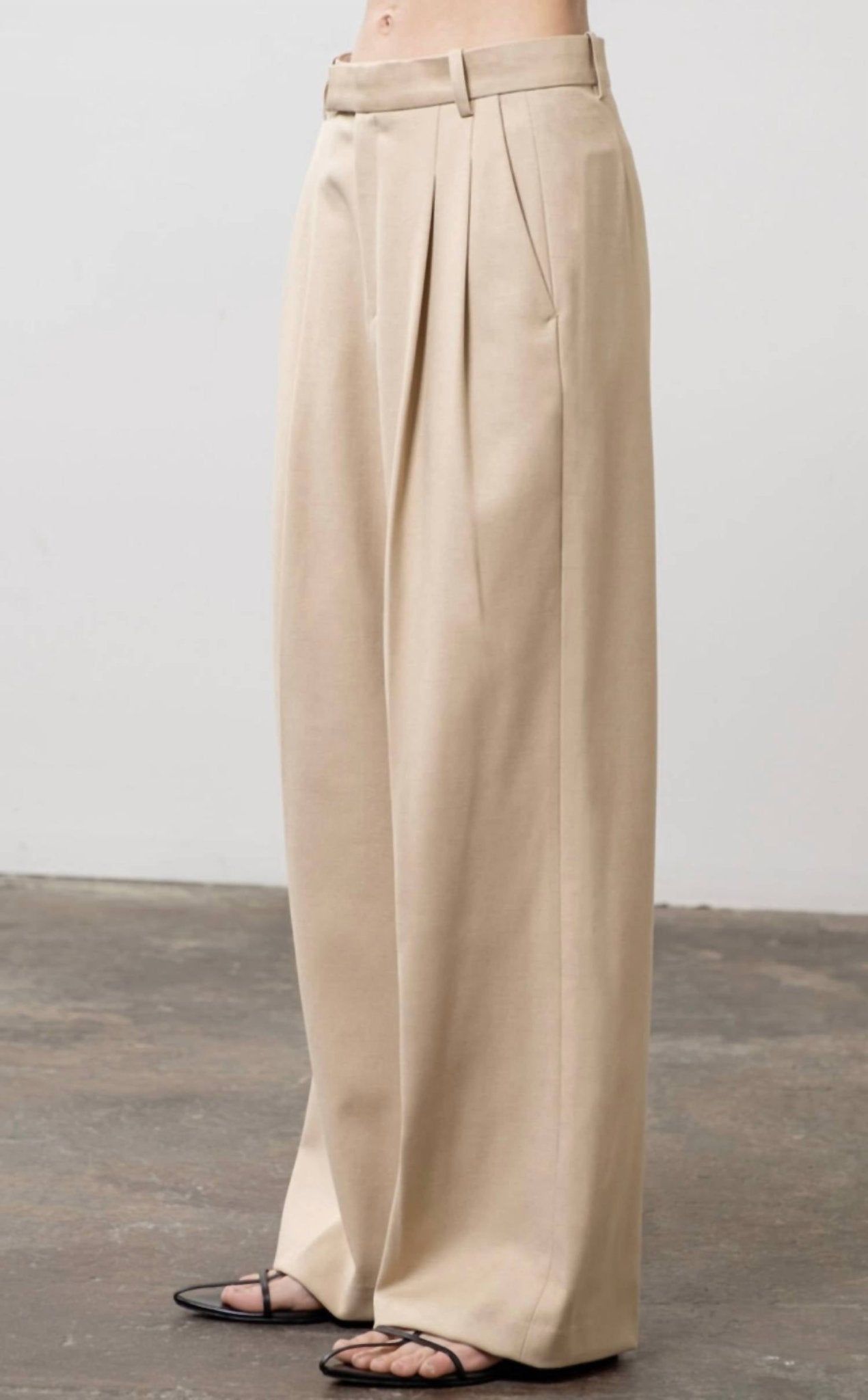 Moon River - Women's Pleated Pants - beige - clothing - pants