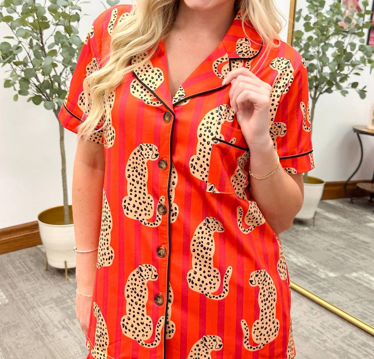 Moon Ryder - Striped Leopard Patterned Pajama Set
