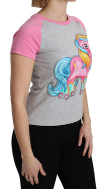 Moschino - Women's Chic Gray Crew Neck Cotton T-shirt - animal - clothing - cotton