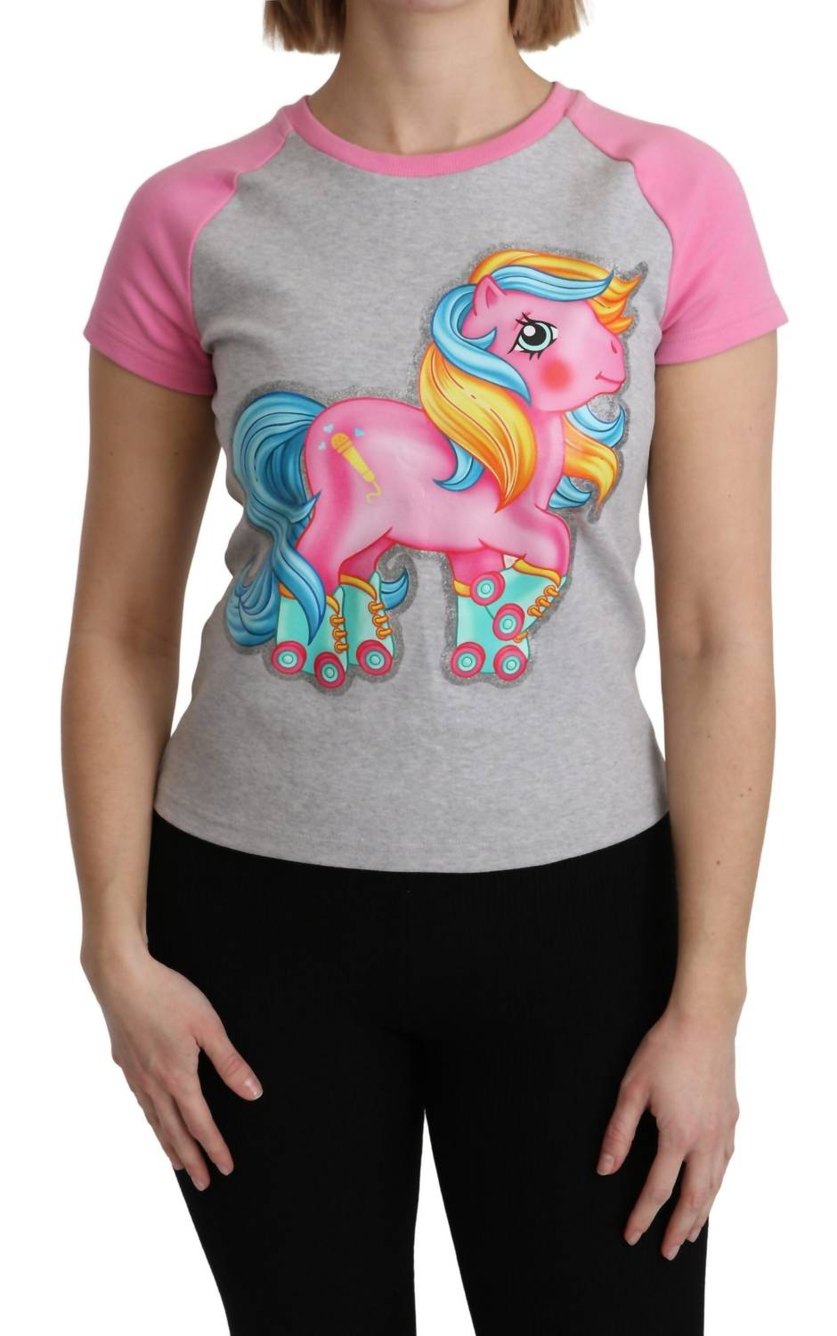 Moschino - Women's Chic Gray Crew Neck Cotton T-shirt - animal - clothing - cotton