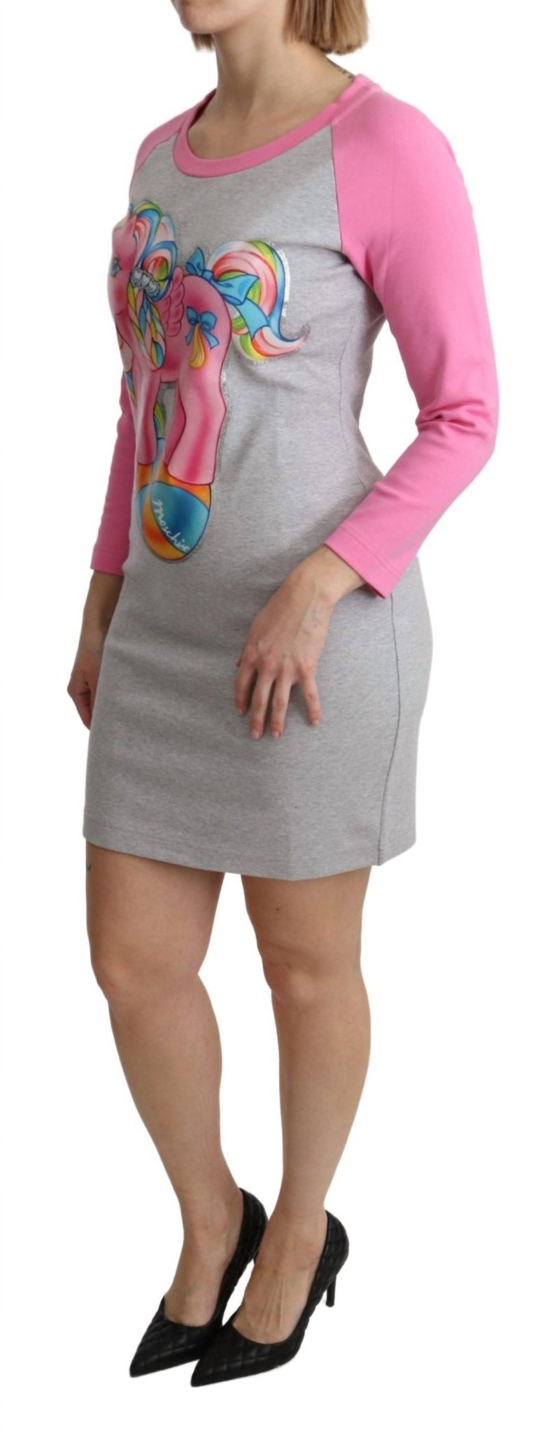 Moschino - Women's Chic Gray Sweater Dress - animal - clothing - cotton