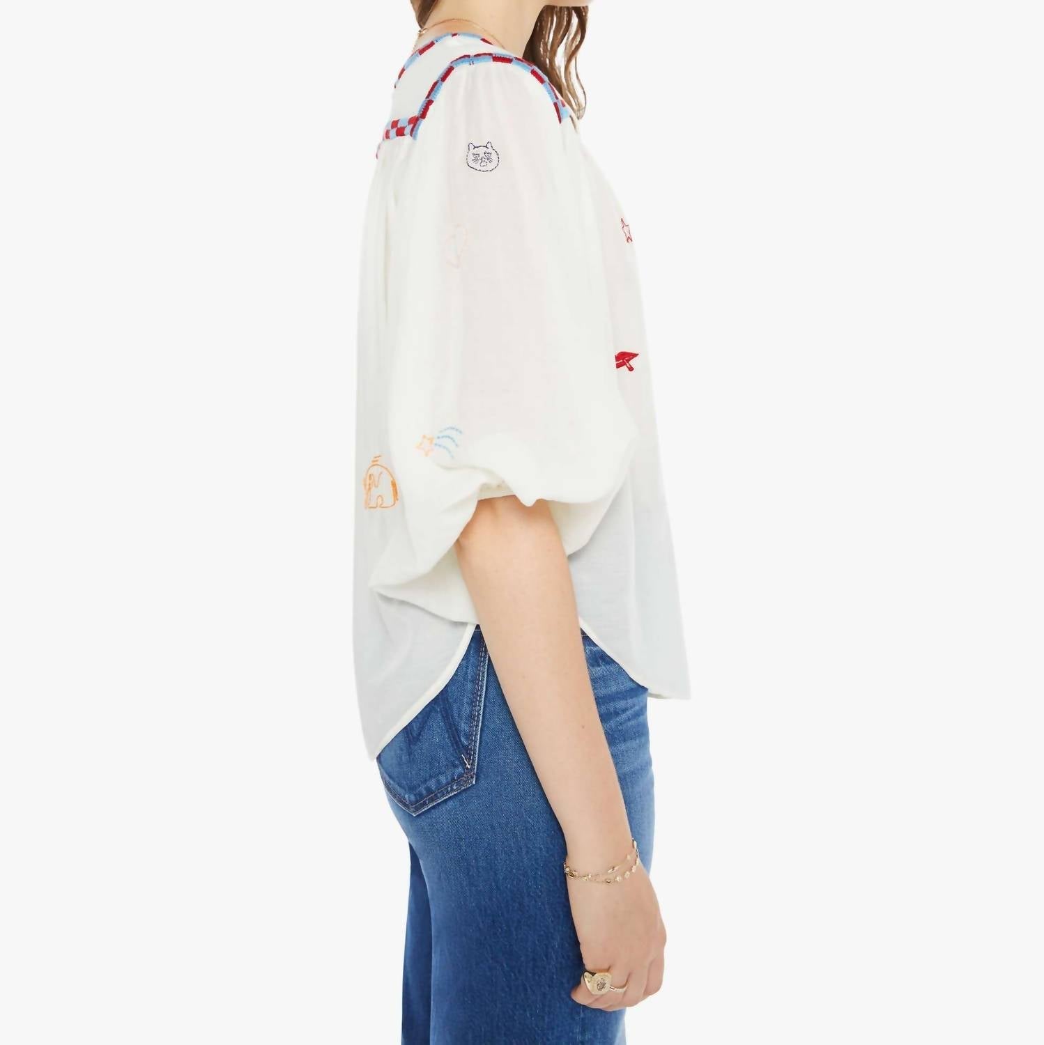 Mother - Breeze Yoke Top Blouse - blouses - clothing - cotton - blend