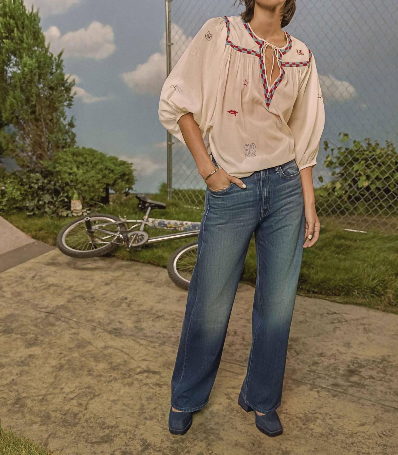 Mother - Breeze Yoke Top Blouse - blouses - clothing - cotton - blend