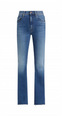 Mother - Cruiser Sneak Fray Flare Mid Rise Jeans - blue - clothing - cotton - blend