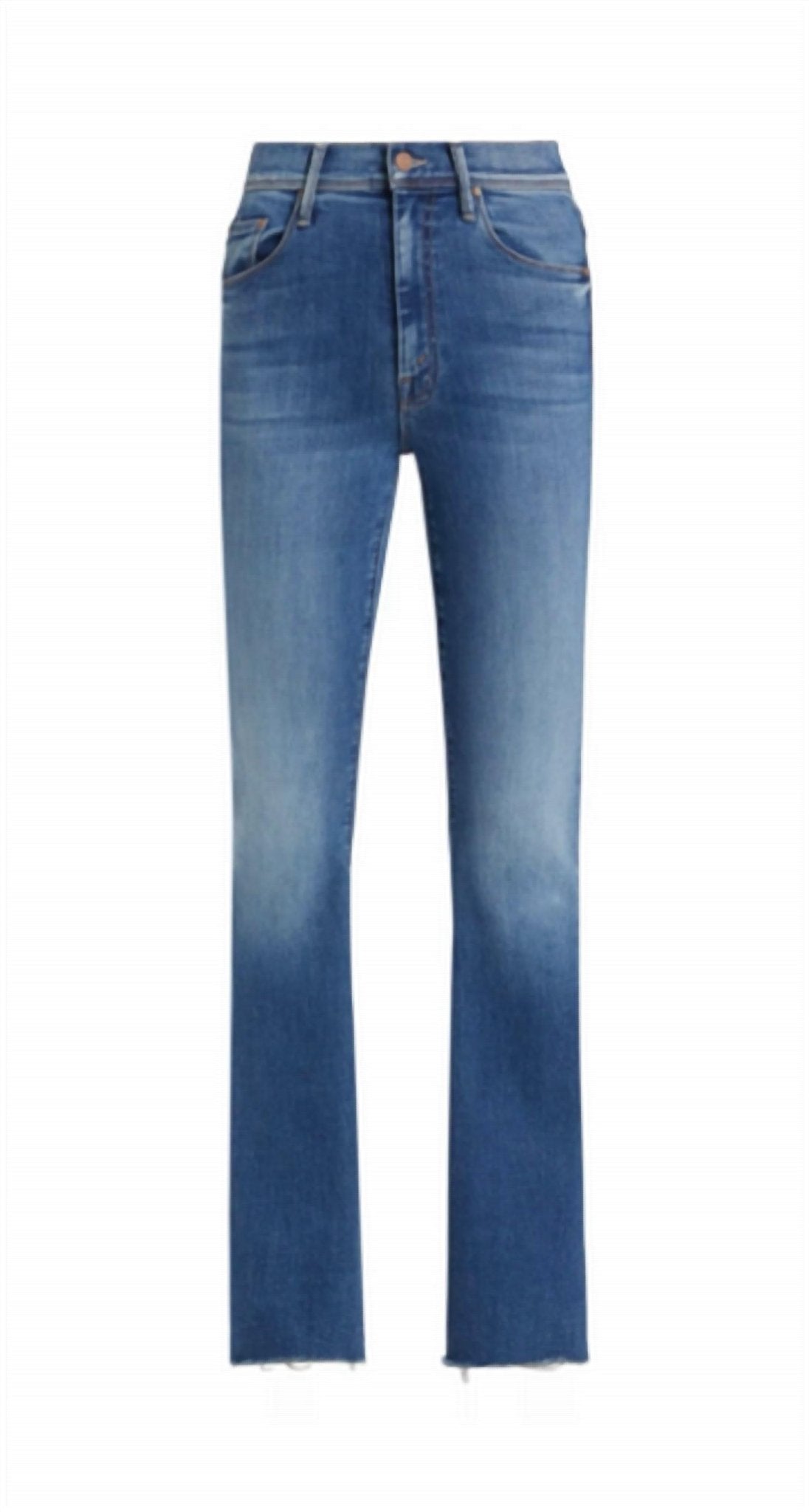 Mother - Cruiser Sneak Fray Flare Mid Rise Jeans - blue - clothing - cotton - blend