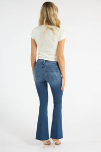 Mother - Cruiser Sneak Fray Flare Mid Rise Jeans - blue - clothing - cotton - blend