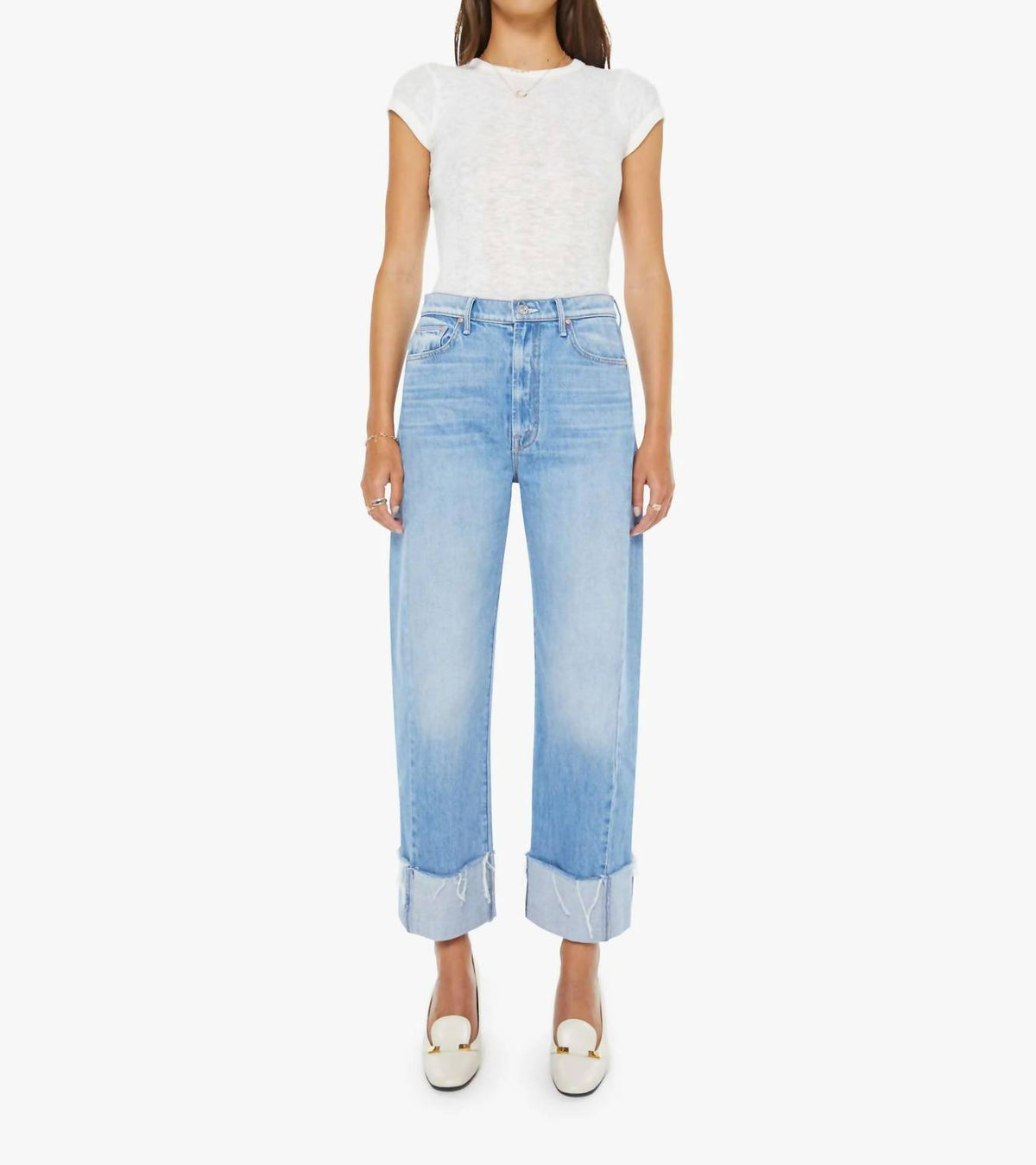 Mother - Half Pipe Ankle Cuff Fray Jean