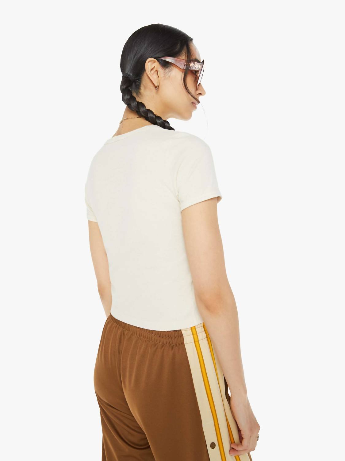 Mother - Itty Bitty Ringer Graphic Tee - beige - clothing - cotton - blend