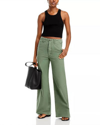 Mother - Major Sneak Roller High Rise Wide Leg Jeans - clothing - cotton - blend - flare