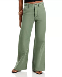 Mother - Major Sneak Roller High Rise Wide Leg Jeans - clothing - cotton - blend - flare