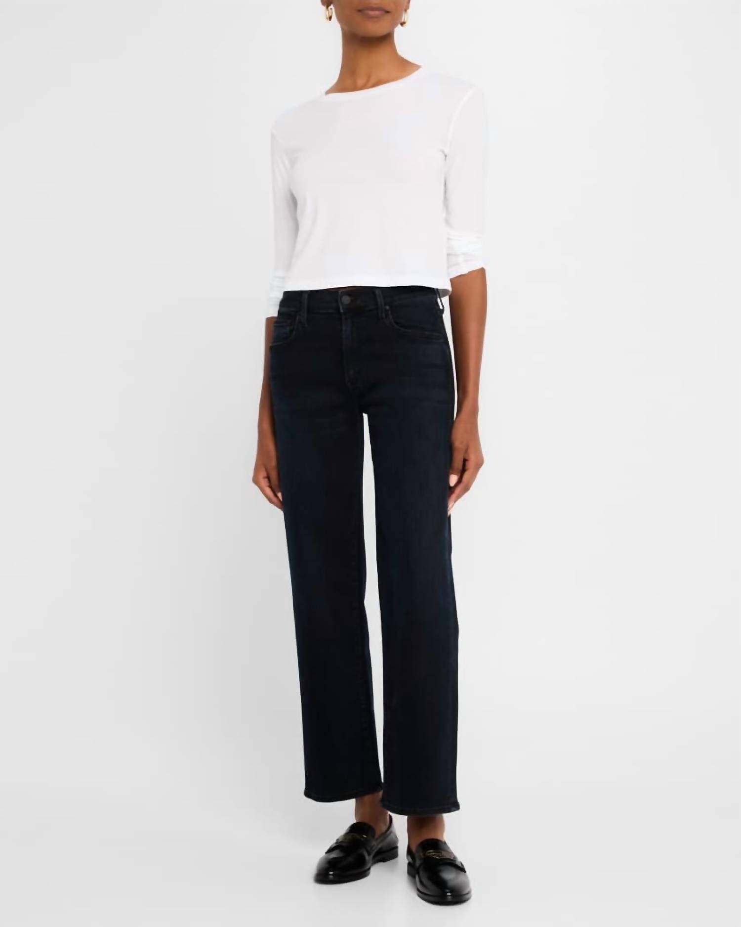 Mother - Mid Rise Rambler Zip Ankle Jeans - ankle - black - clothing