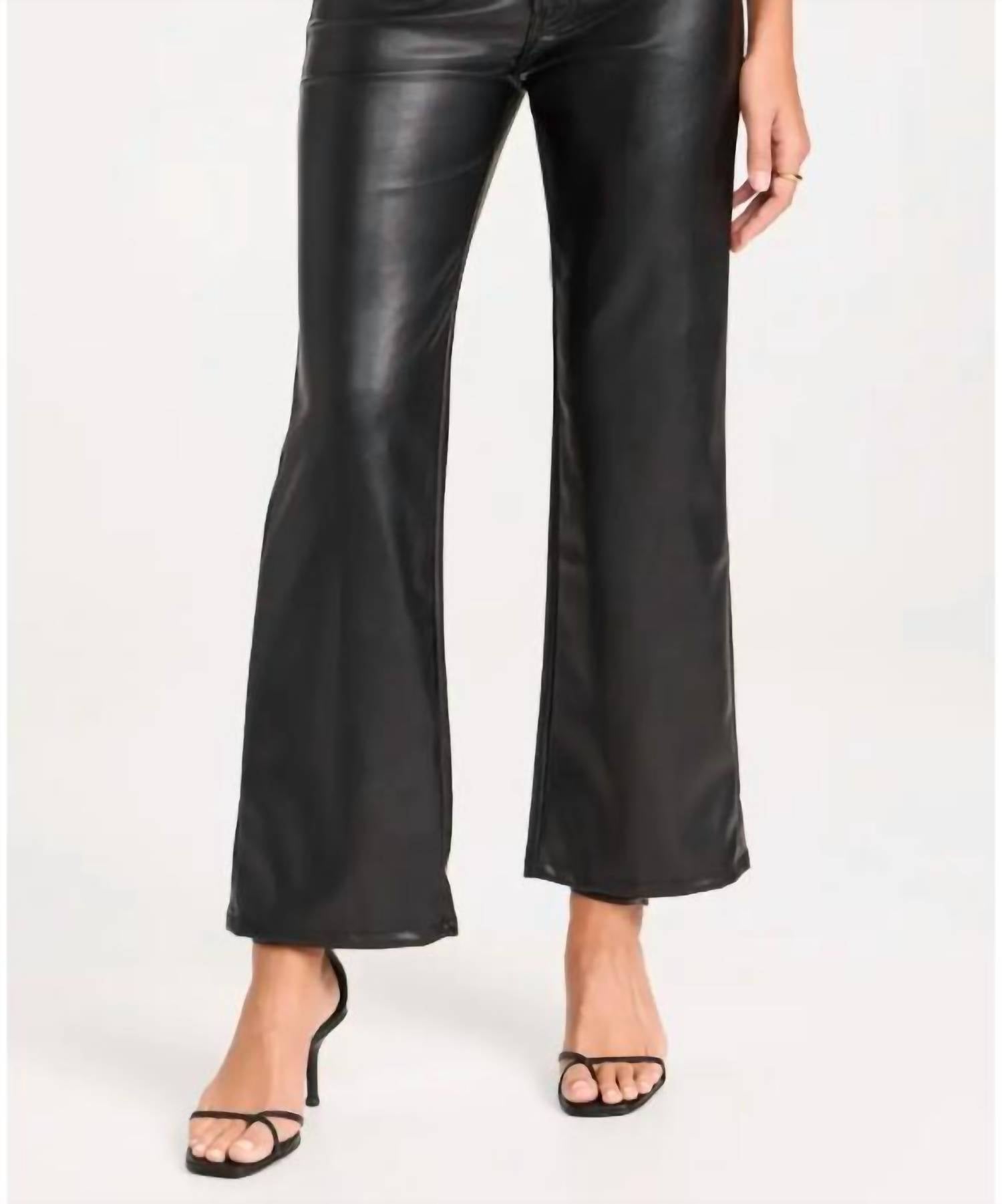 Mother - Rambler Zip Ankle Pants - black - clothing - faux - leather
