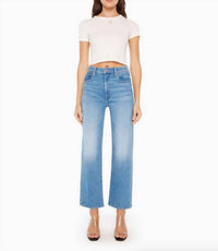 Mother - The Lil Rambler Zip Flood Jeans - blue - clothing - cotton