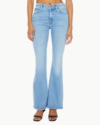 Mother - The Weekender Mid Rise Flare Jean - blue - clothing - cotton