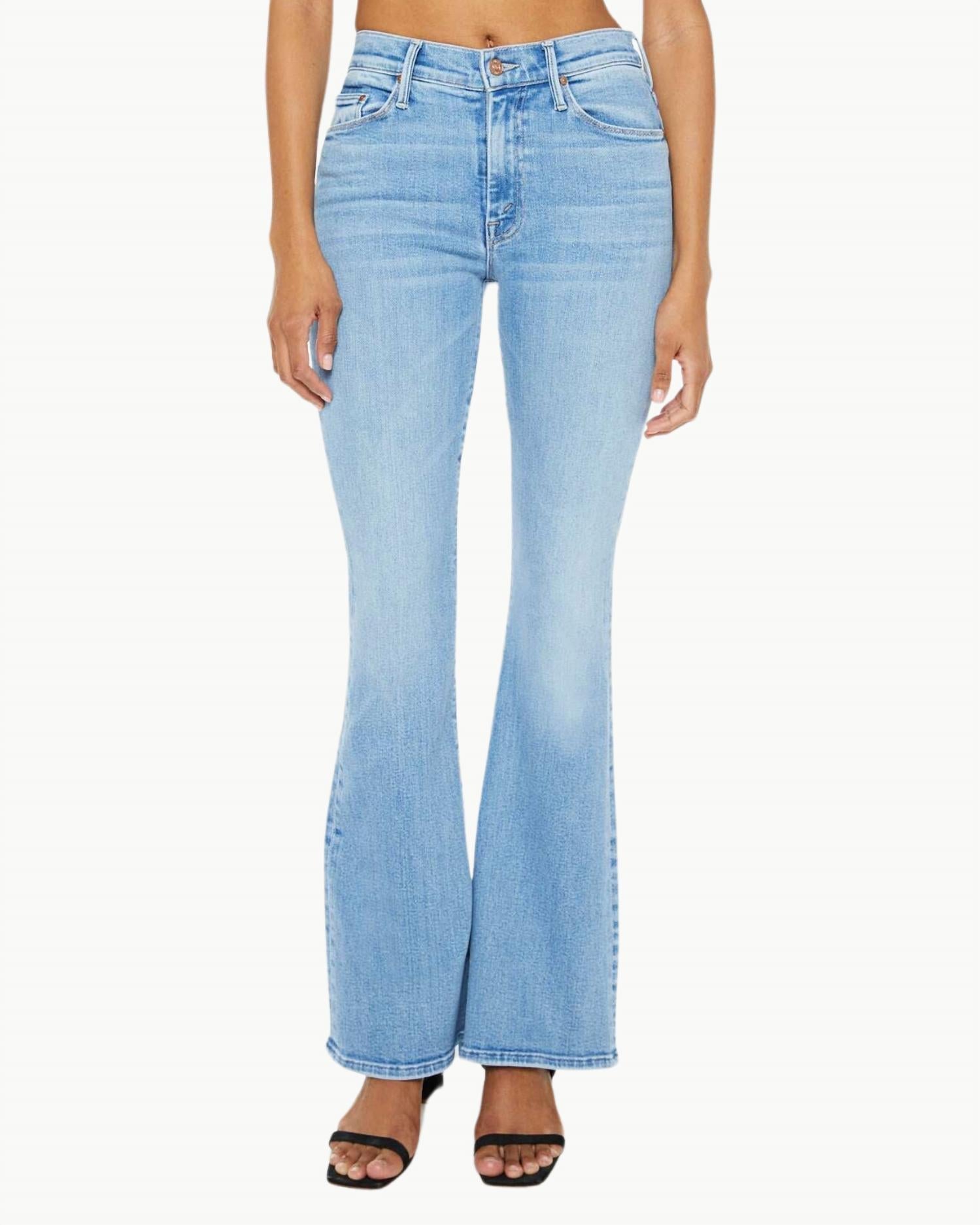 Mother - The Weekender Mid Rise Flare Jean - blue - clothing - cotton