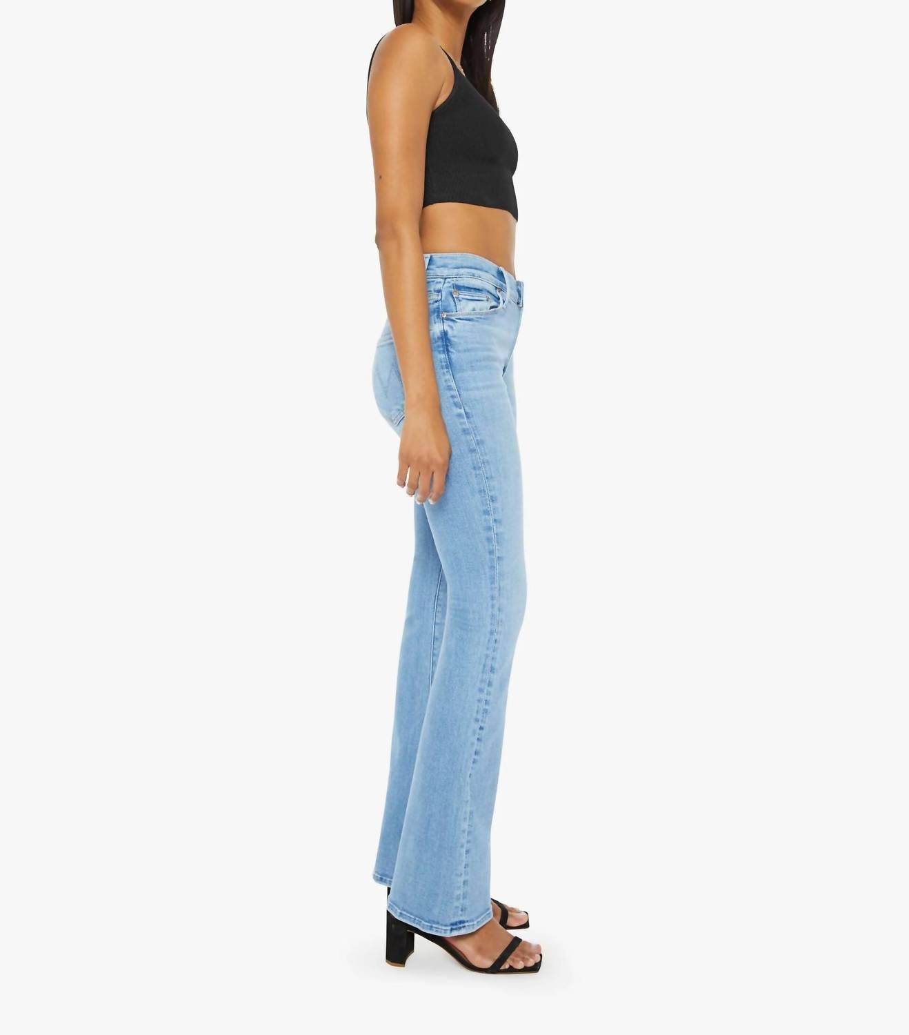 Mother - The Weekender Mid Rise Flare Jean - blue - clothing - cotton