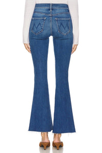 Mother - Weekender Fray Mid Rise Flare Jeans - blue - clothing - cotton - blend
