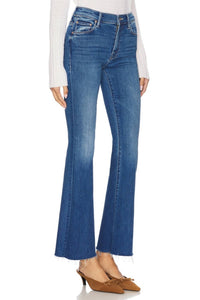 Mother - Weekender Fray Mid Rise Flare Jeans - blue - clothing - cotton - blend
