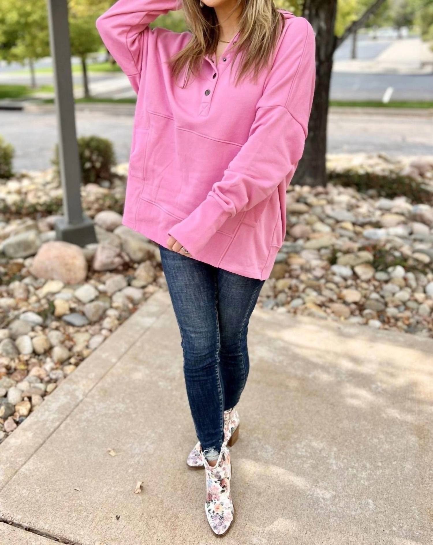 Much Ado - Hannah Pullover Hoodie Top - clothing - hoodies - pink