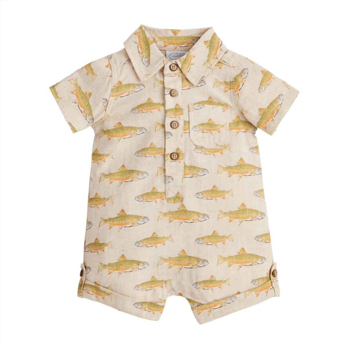 Mudpie - Baby Linen Fish Romper