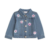 Mudpie - Girls Sequin Daisy Denim Jacket