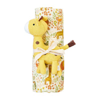 Mudpie - Kid's Safari Swaddle Blanket & Rattle Set