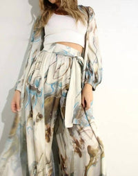 Mulla - Flowy Top And Wide Leg Pants Set