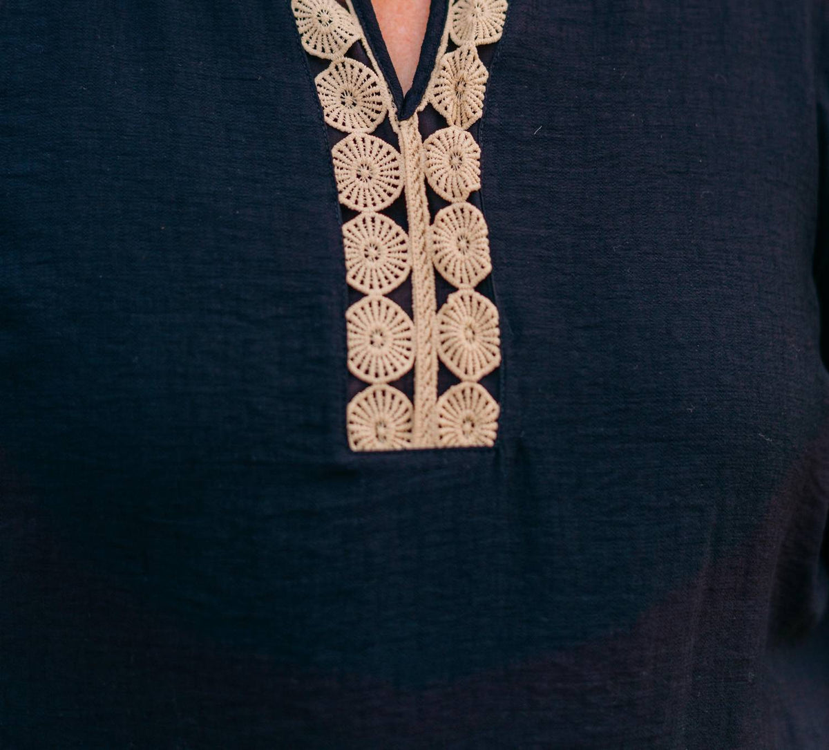 Multiples - 3/4 Sleeve Band Top With Lace