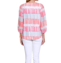 Multiples - 3/4 SLEEVE NOTCH NECK EMBROIDERY TOP