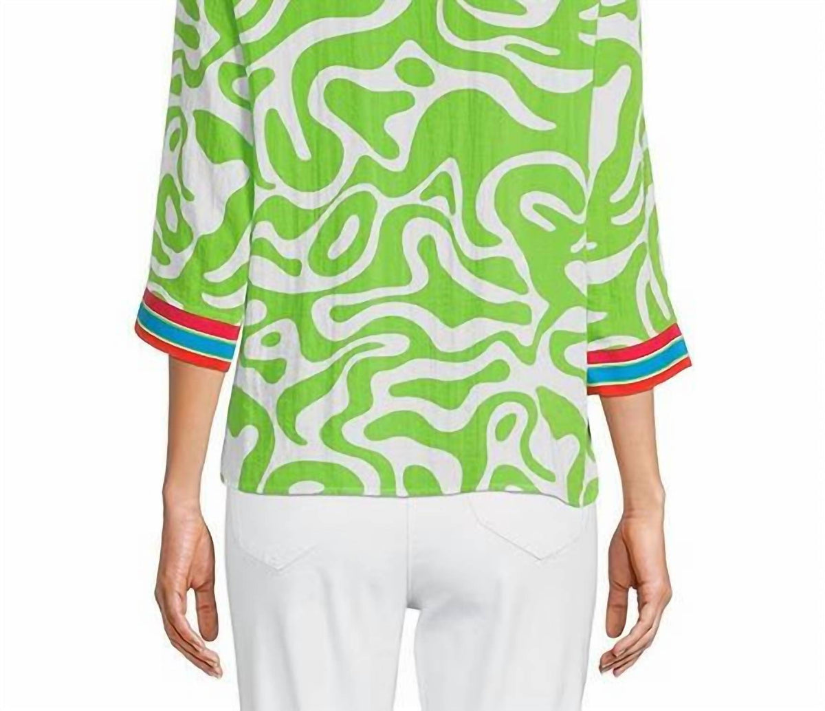 Multiples - 3/4 Sleeve Notch Neck Top