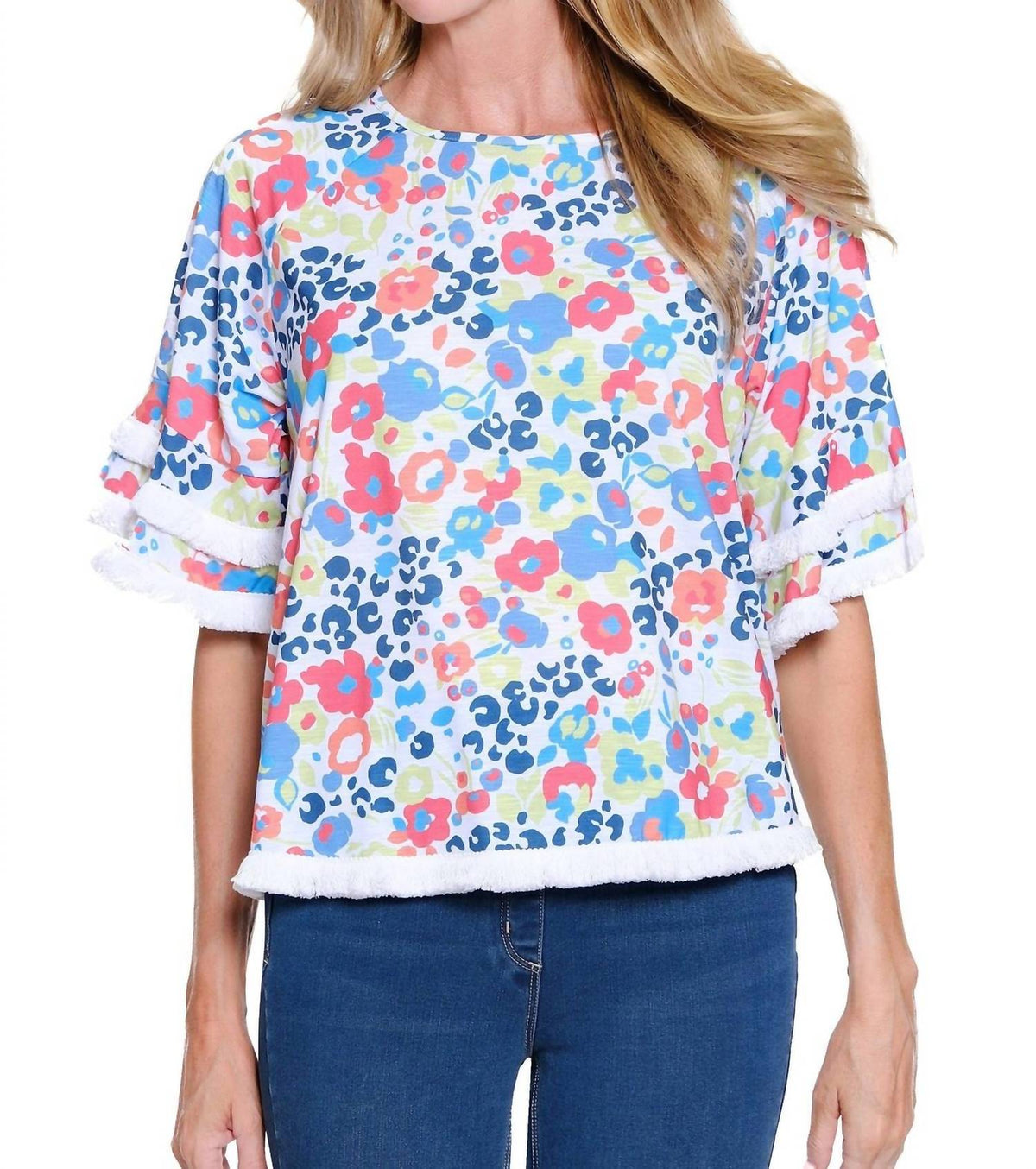 Multiples - Blossom Breeze Fringe Top