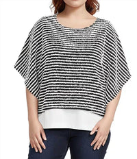 Multiples - Boat Neck Poncho Top With Attached Tank