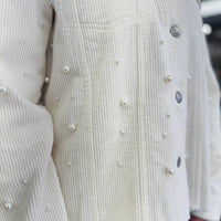 Multiples - Cuffed Button Front Fringe Hem Jean Jacket - Plus