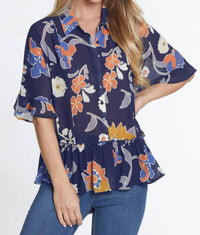 Multiples - Flounce Dolman Sleeve Peplum Top