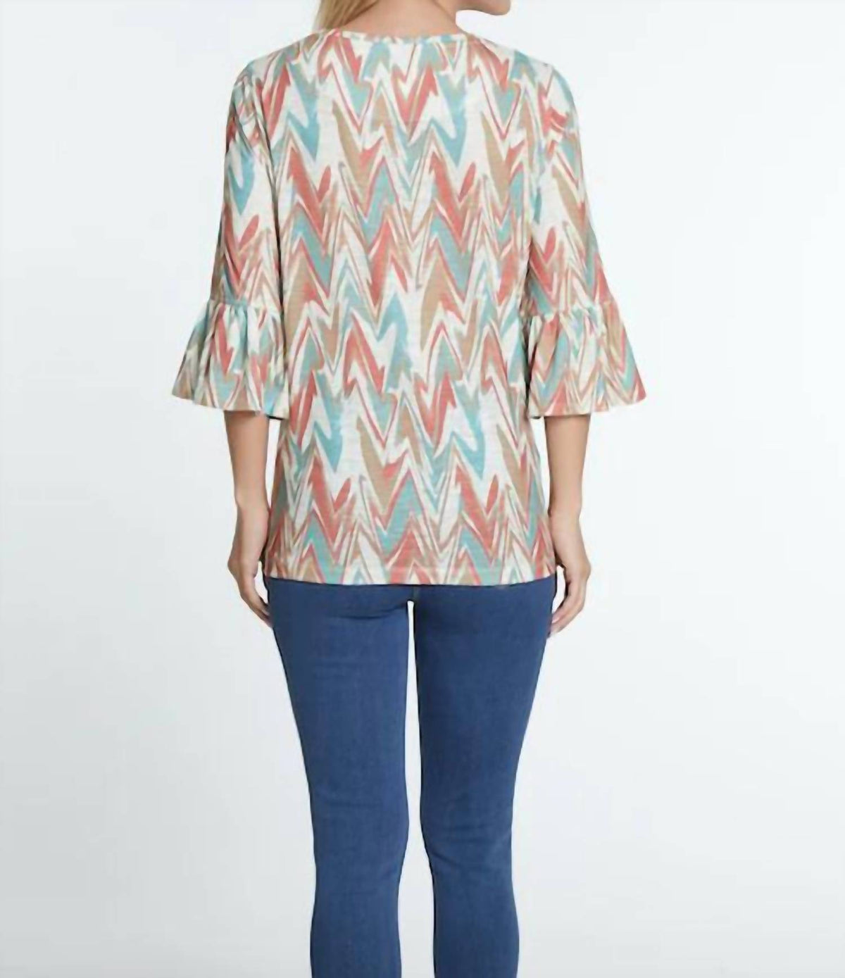 Multiples - Flounce Sleeve Chevron Knit Top