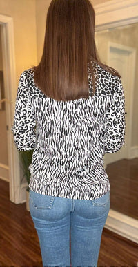Multiples - Multiple Animal Print Tie Front Blouse - animal - black - blouses