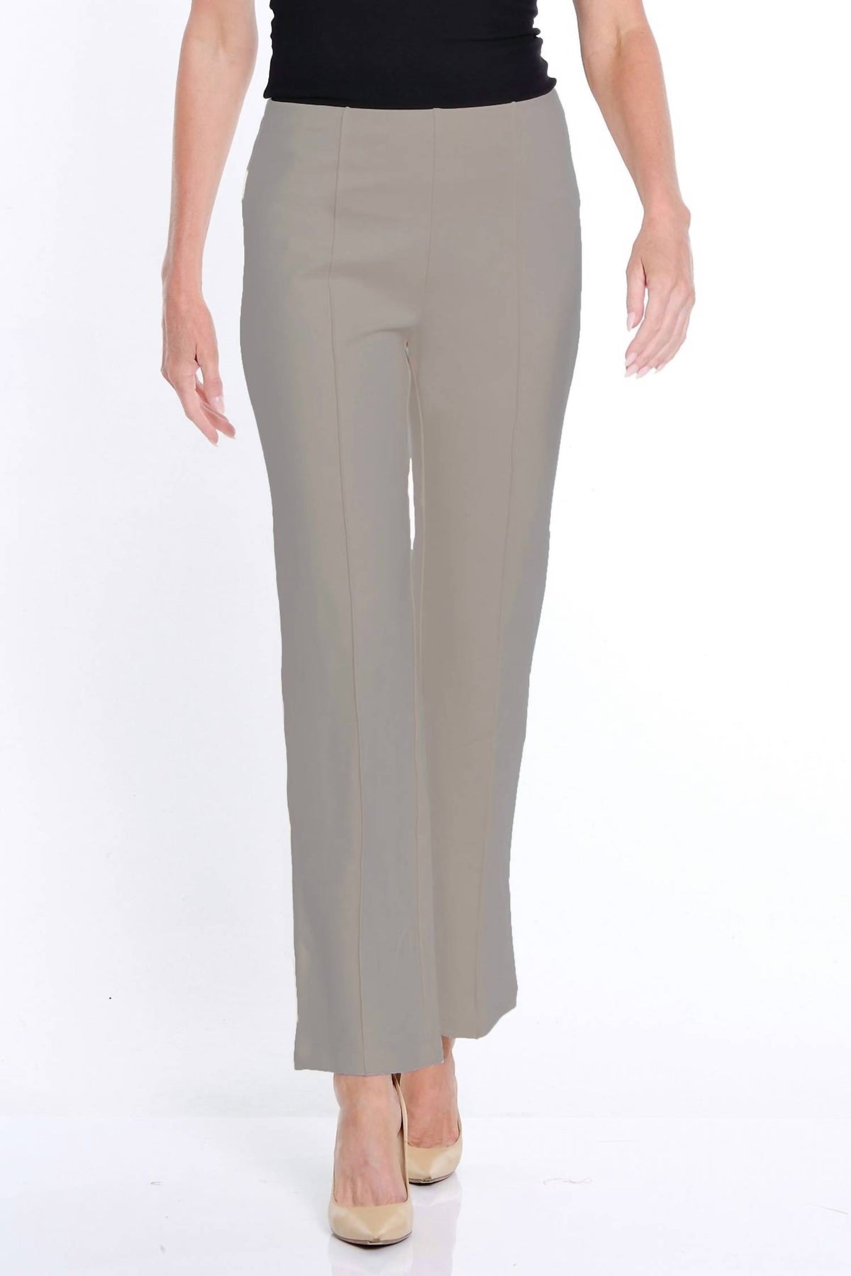Multiples - Ponte Pin Tuck Flare Pants