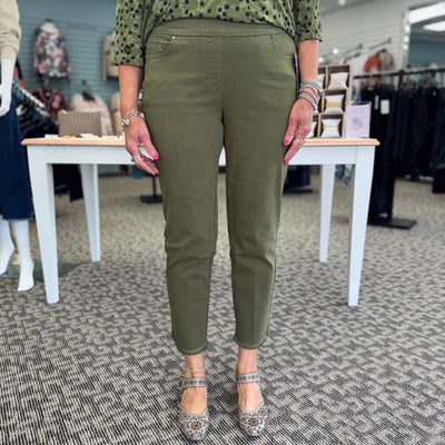 Multiples - Pull-on 5-pocket Fringe Hem Woven Ankle Pants