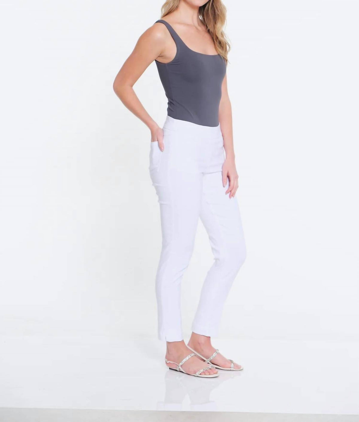 Multiples - Pull-on Ankle Pants With Front And Back Pockets
