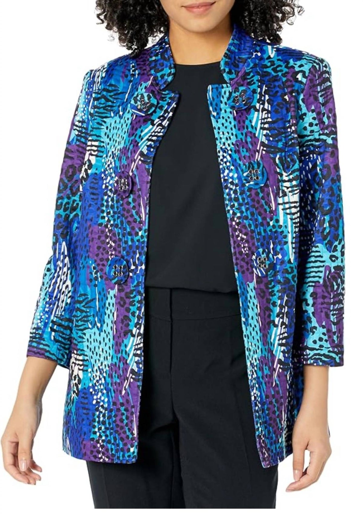 Multiples - Quarter Sleeve Stand Collar Quilted Jacket