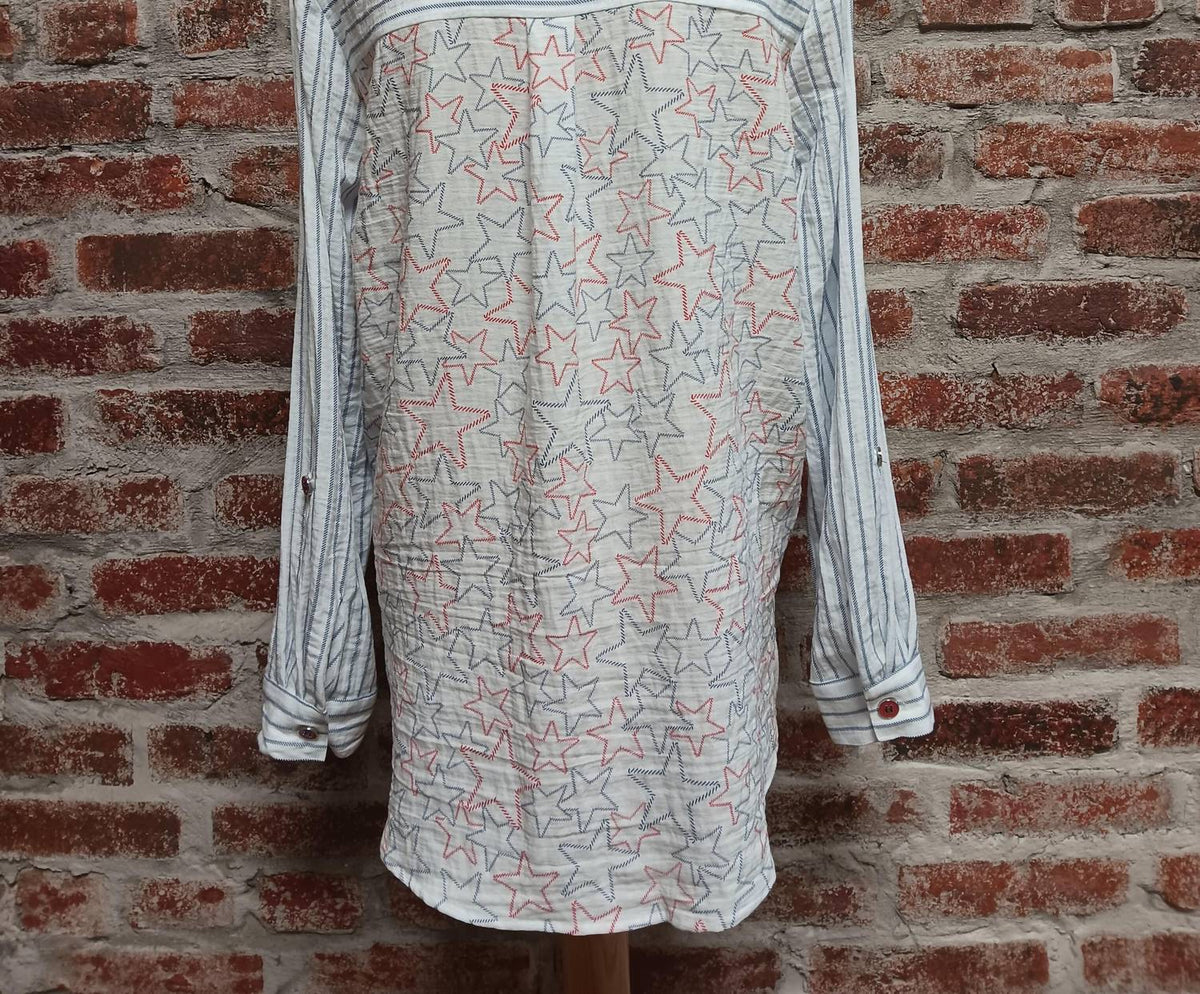 Multiples - Sequin Pocket Long Sleeve Button Shirt